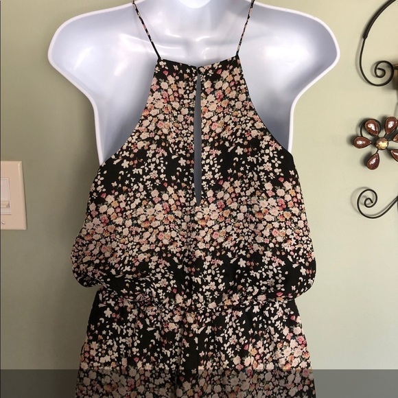 Lucca Couture Black Meadow Jumpsuit Ditzy Floral Print Lined Size S Pant Romper - Picture 6 of 10